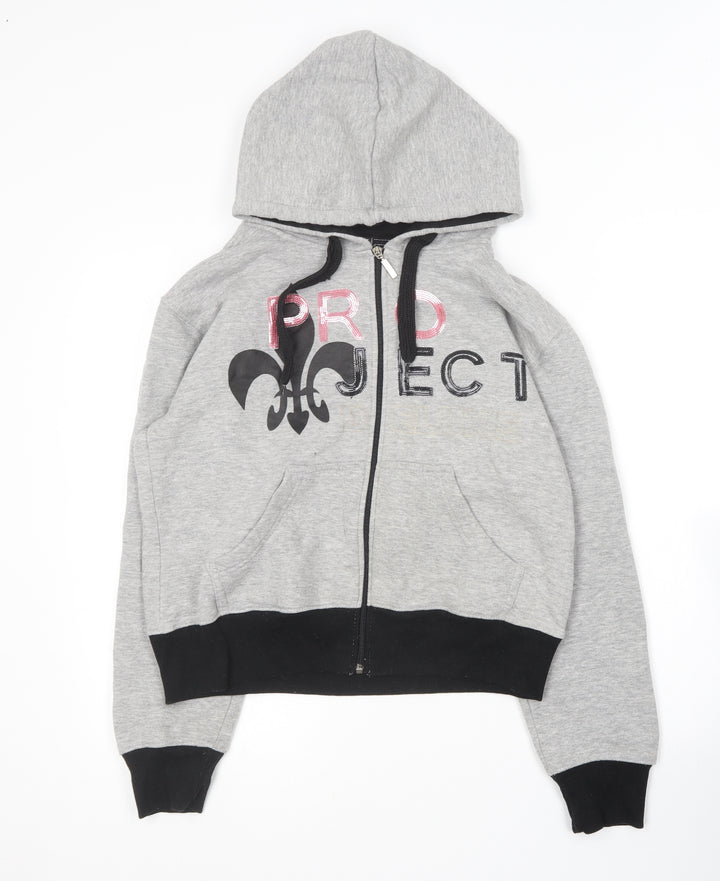 Boogy Girls Grey  Cotton Full Zip Hoodie Size L
