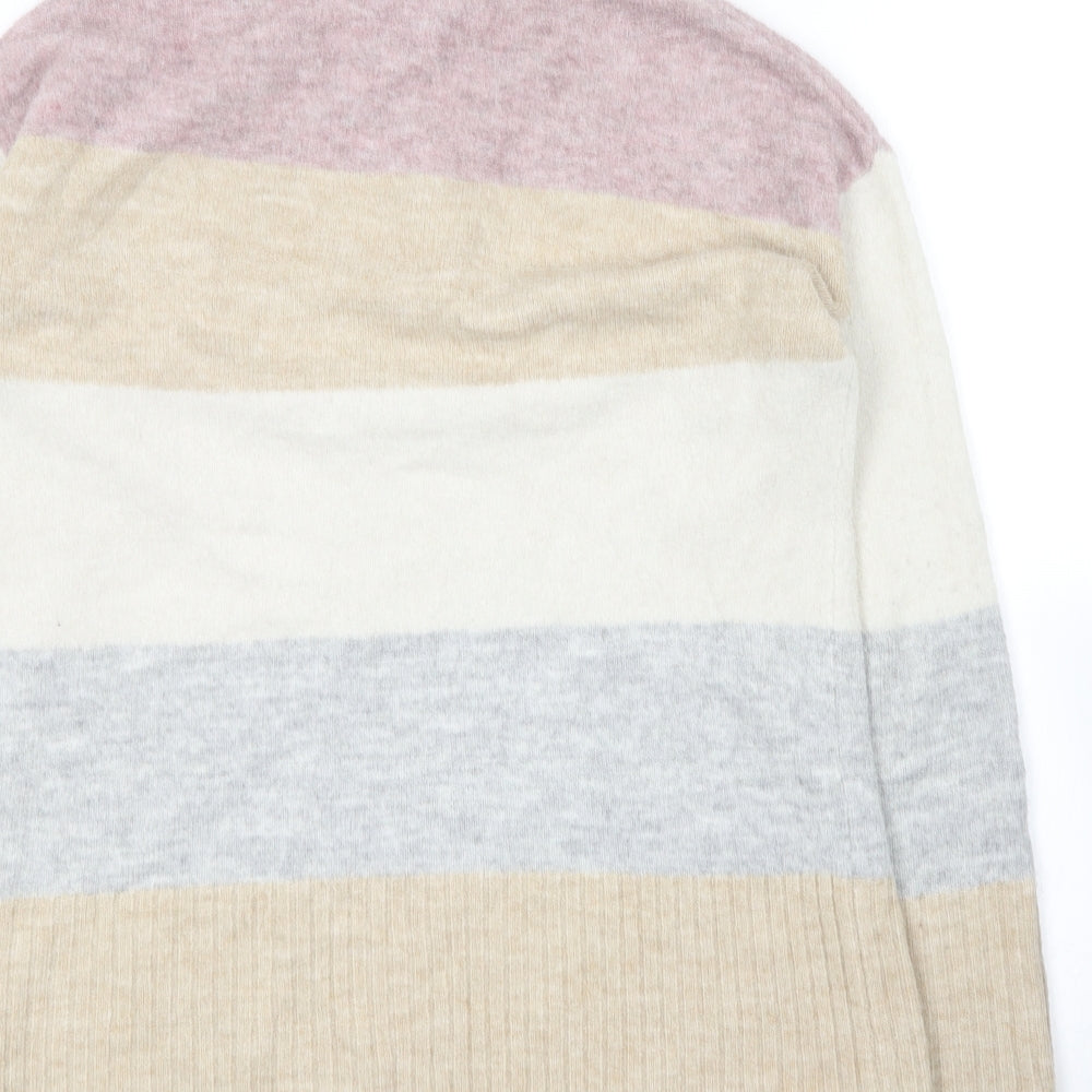 TU Womens Multicoloured Crew Neck Striped Acrylic Pullover Jumper Size 10