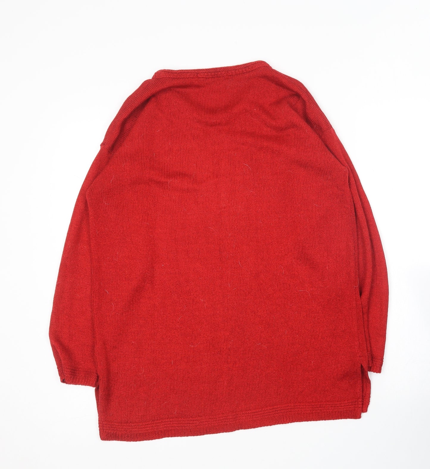 Designs Essesntials Womens Red Round Neck  Acrylic Pullover Jumper Size 10