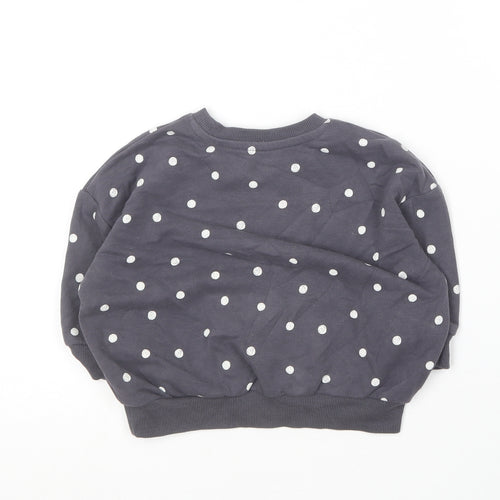 George Girls Grey Polka Dot Cotton Pullover Jumper Size 12-18 Months