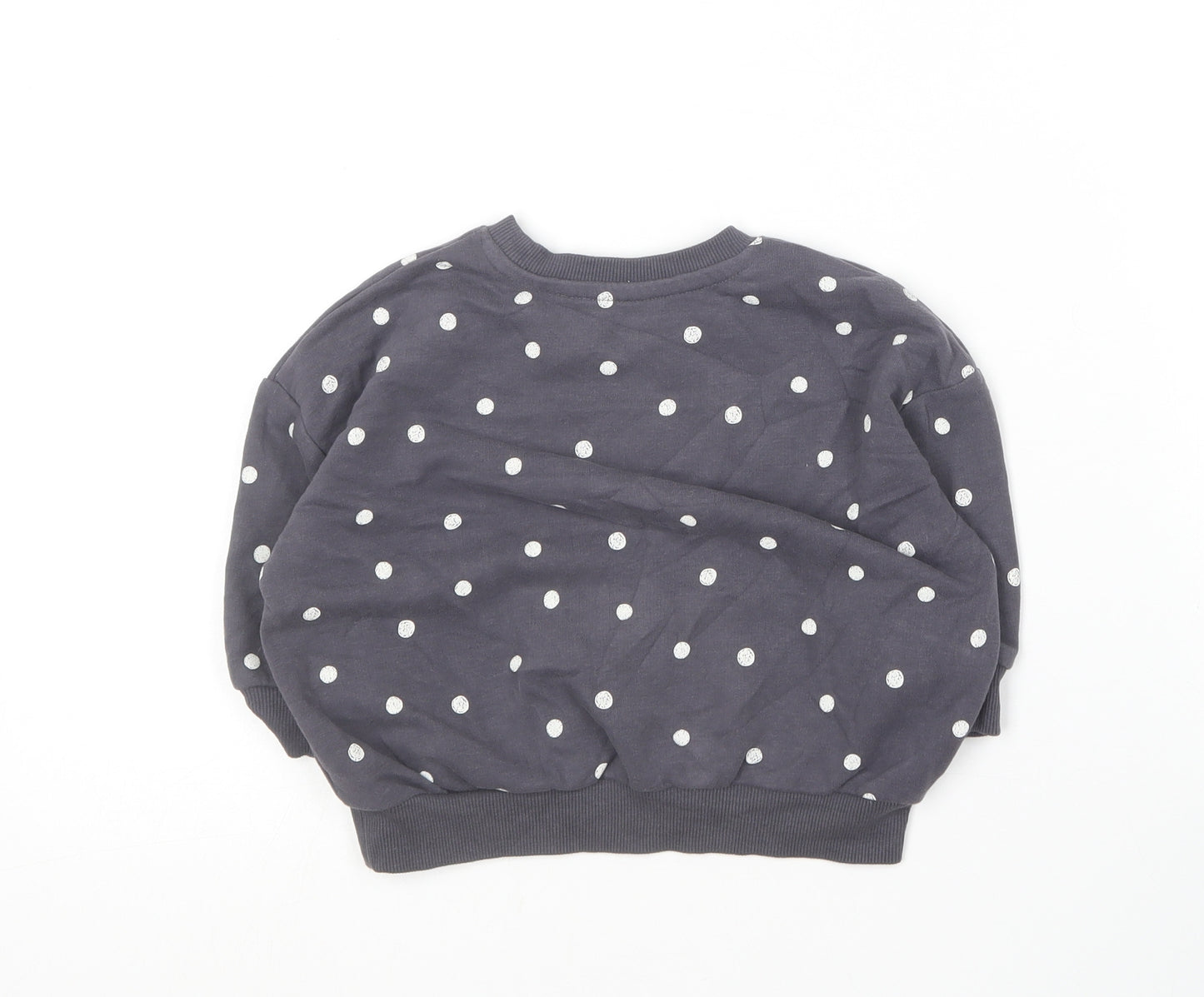 George Girls Grey Polka Dot Cotton Pullover Jumper Size 12-18 Months