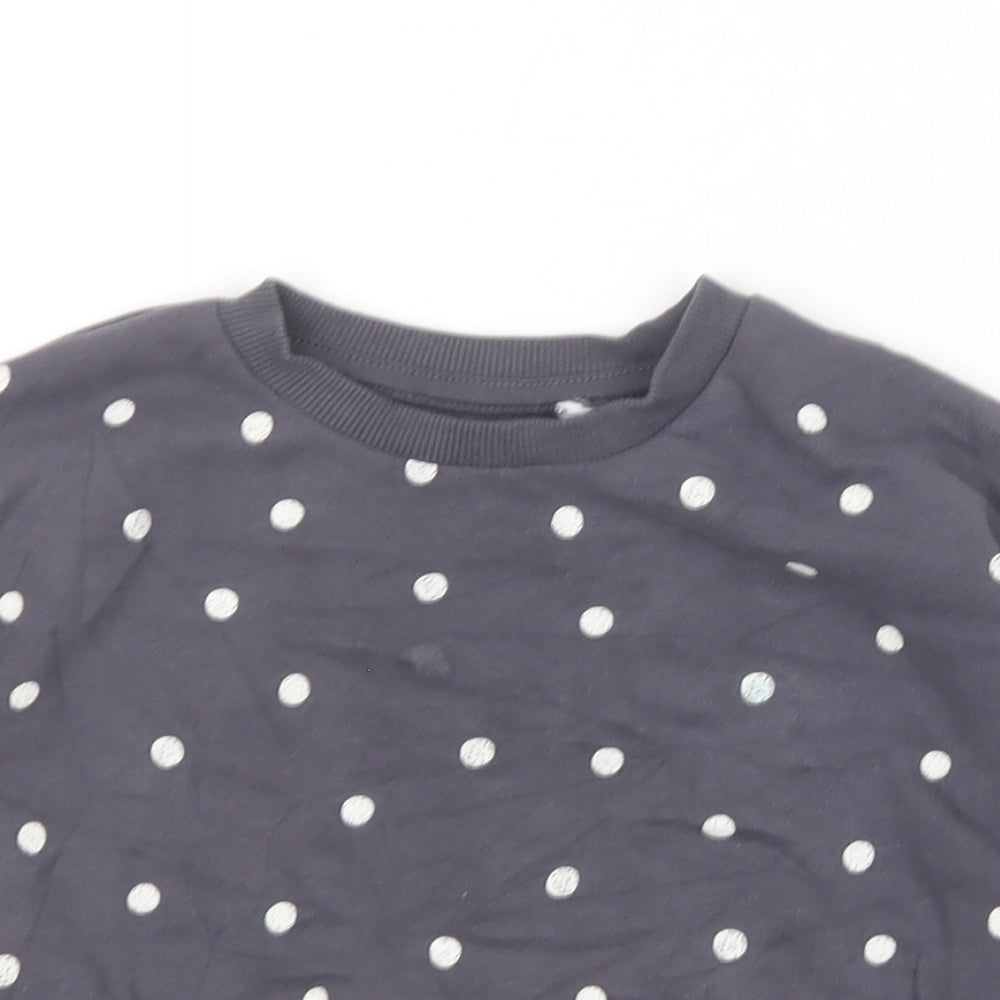 George Girls Grey Polka Dot Cotton Pullover Jumper Size 12-18 Months