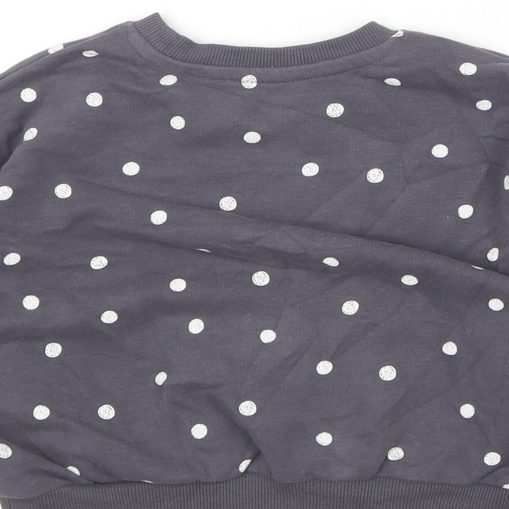 George Girls Grey Polka Dot Cotton Pullover Jumper Size 12-18 Months
