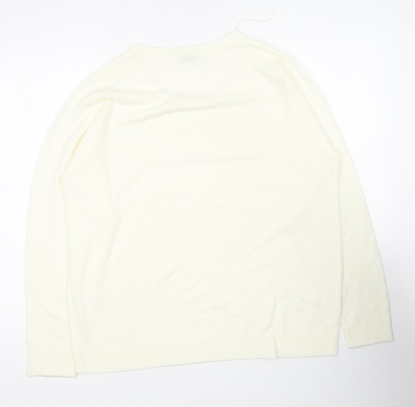 Damart Womens Ivory Round Neck  Acrylic Pullover Jumper Size 18
