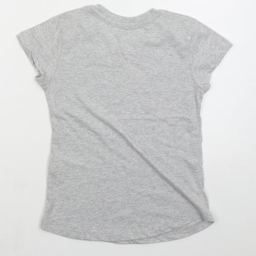 Reebok Girls Grey  Cotton Basic T-Shirt Size 11-12 Years Crew Neck Pullover