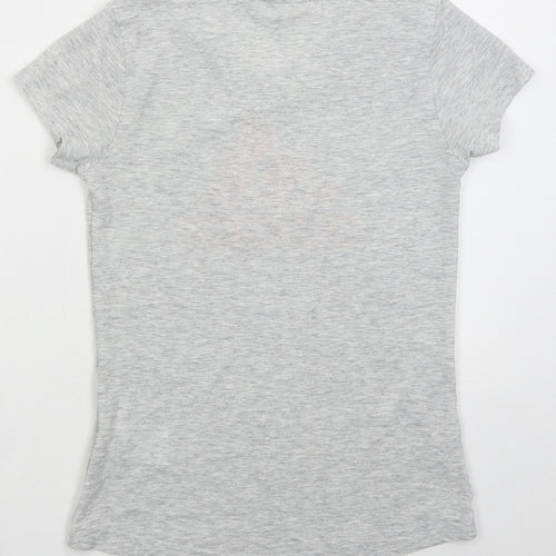 adidas Girls Grey  Cotton Basic T-Shirt Size 11-12 Years Crew Neck Pullover