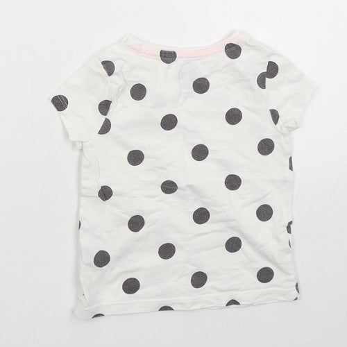 F&F Girls White Polka Dot Cotton Basic T-Shirt Size 12-18 Months Crew Neck Pullover