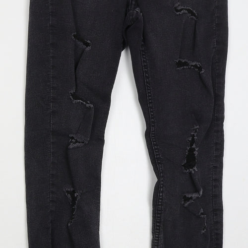 H&M Womens Grey  Cotton Skinny Jeans Size 8 L27 in Regular Button
