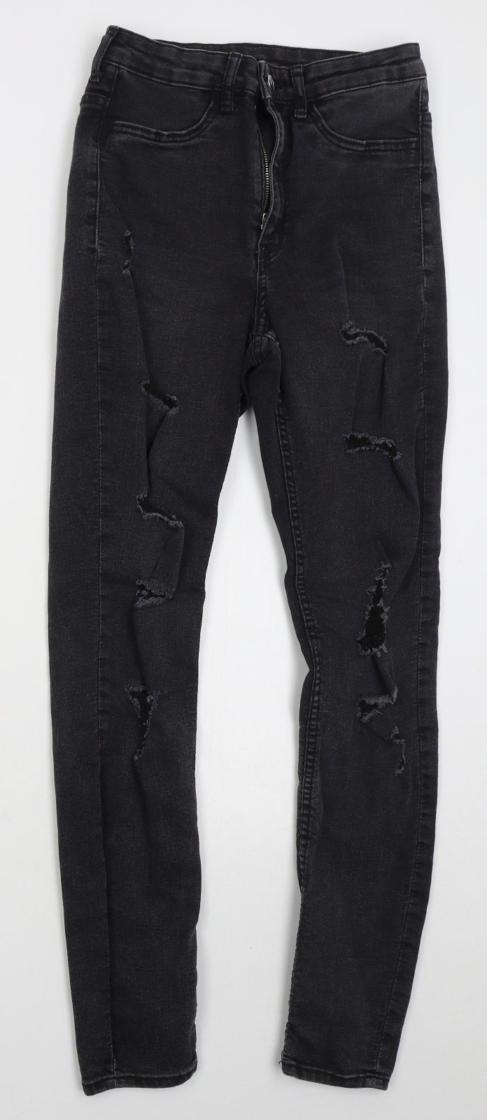 H&M Womens Grey  Cotton Skinny Jeans Size 8 L27 in Regular Button