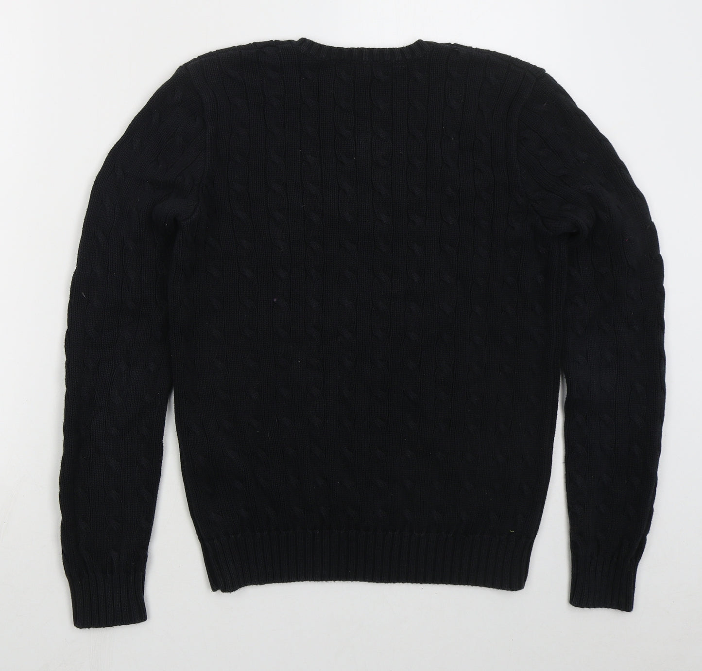 Ralph Lauren Boys Black V-Neck  Cotton Pullover Jumper Size L  Pullover
