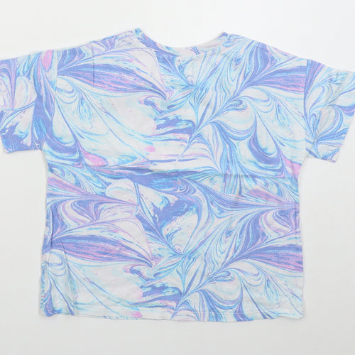 NEXT Girls Blue  Cotton Basic T-Shirt Size 7 Years Crew Neck Pullover - Tie Dye