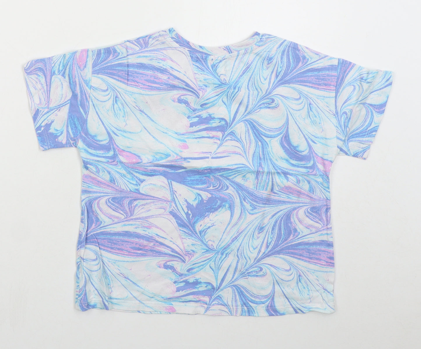 NEXT Girls Blue  Cotton Basic T-Shirt Size 7 Years Crew Neck Pullover - Tie Dye