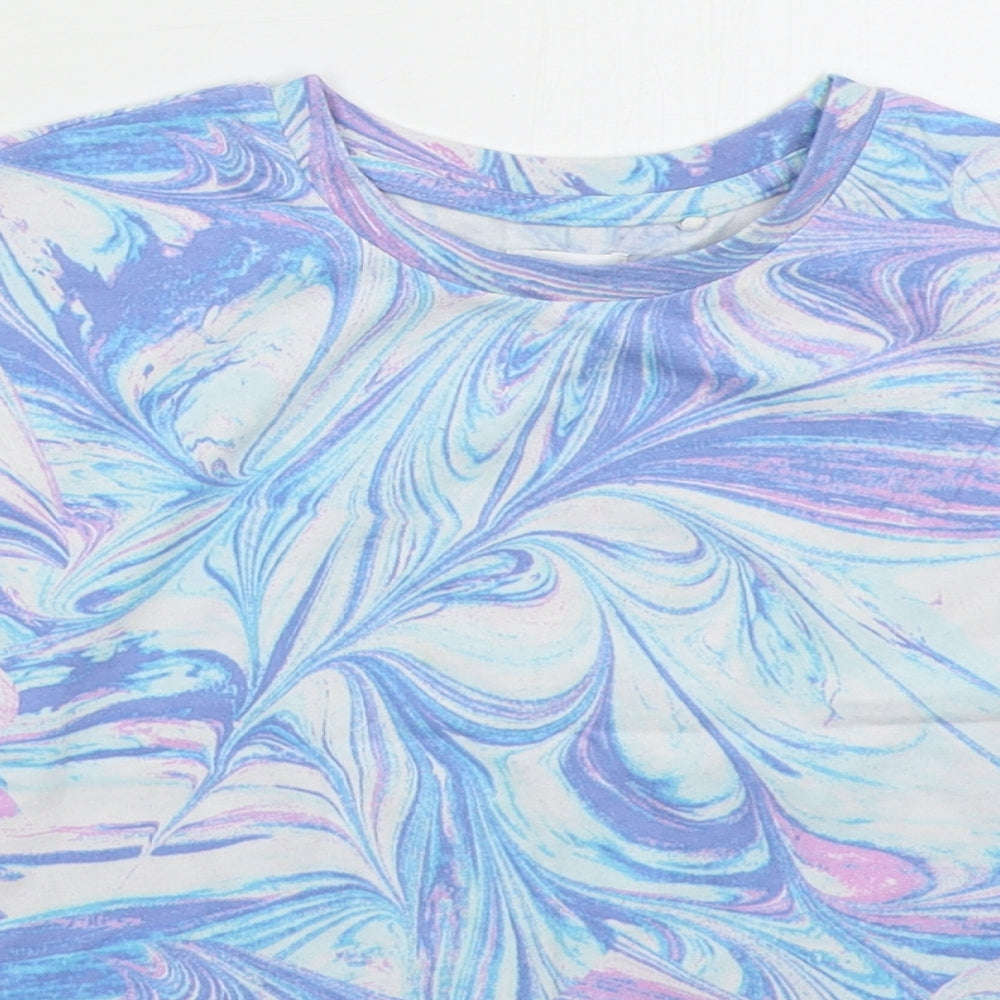 NEXT Girls Blue  Cotton Basic T-Shirt Size 7 Years Crew Neck Pullover - Tie Dye
