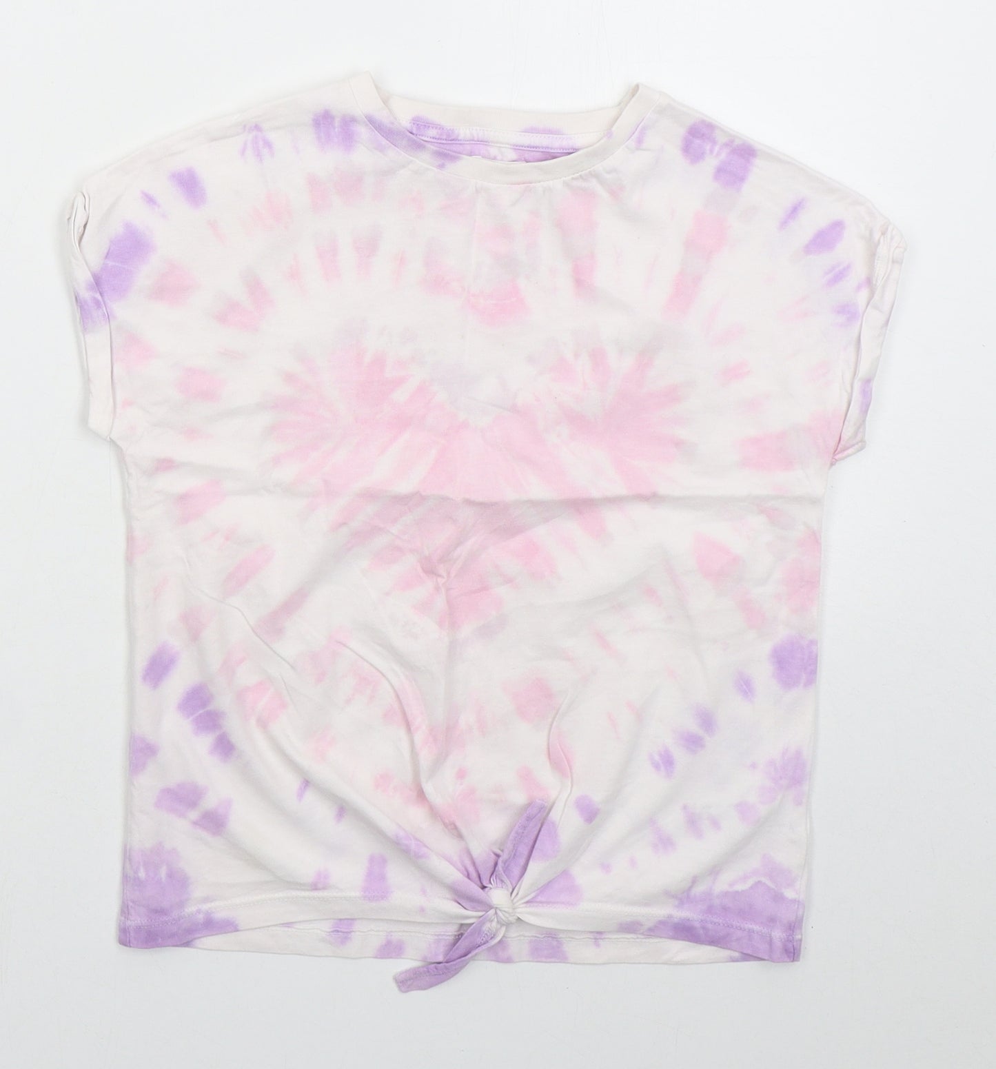 NEXT Girls Pink  Cotton Basic T-Shirt Size 6 Years Crew Neck Pullover - Tie Dye