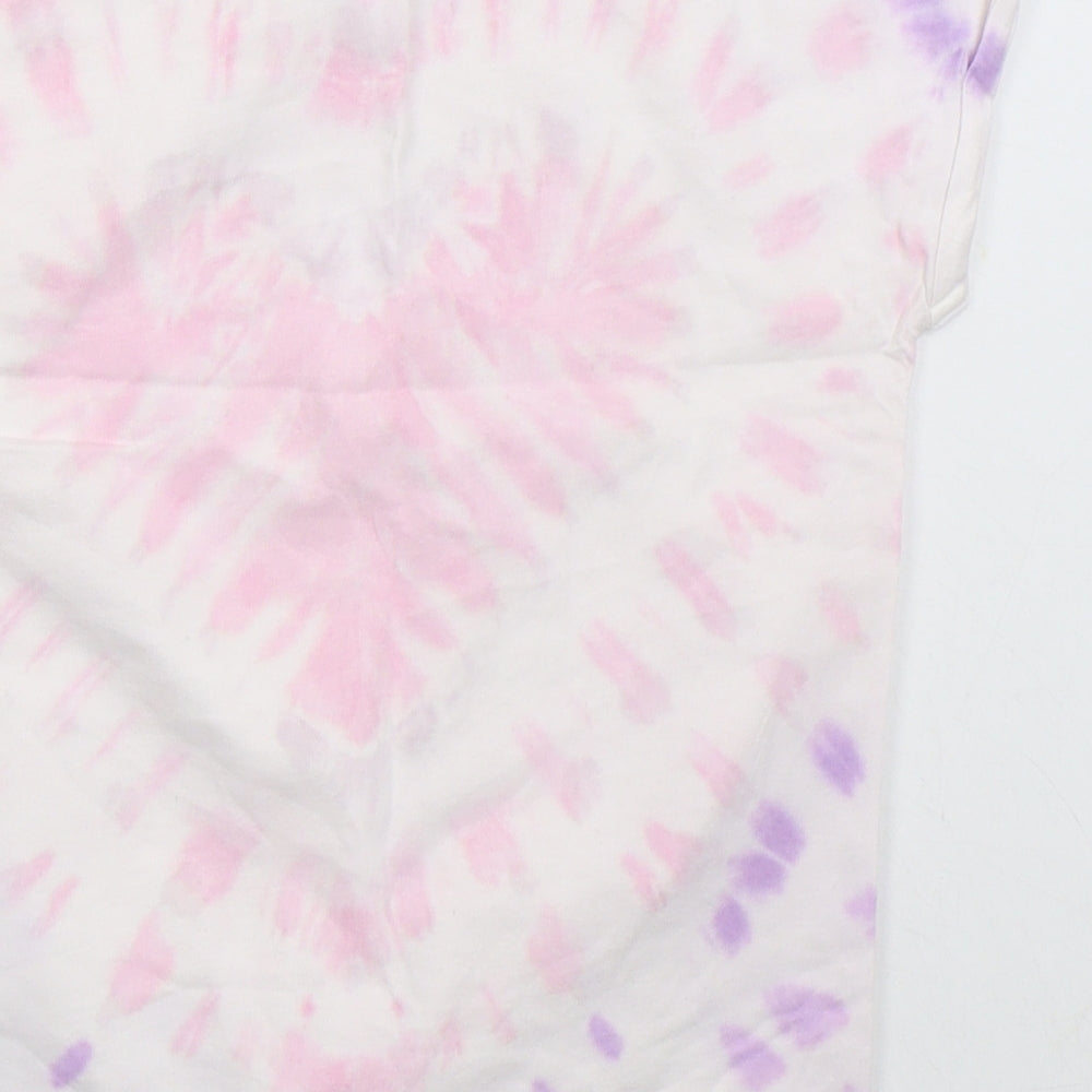 NEXT Girls Pink  Cotton Basic T-Shirt Size 6 Years Crew Neck Pullover - Tie Dye
