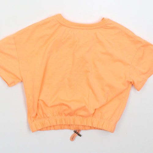 River Island Girls Orange  Cotton Basic T-Shirt Size 5-6 Years Crew Neck Pullover - Be More You