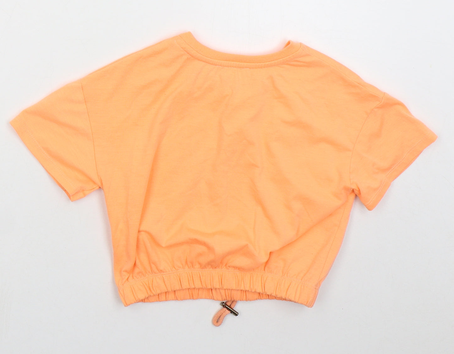 River Island Girls Orange  Cotton Basic T-Shirt Size 5-6 Years Crew Neck Pullover - Be More You
