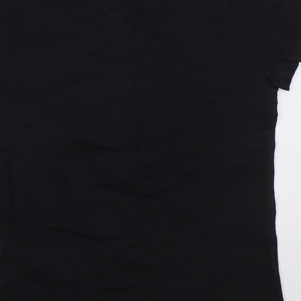 VANS Girls Black  Cotton Basic T-Shirt Size 6 Years Crew Neck Pullover - Hearts