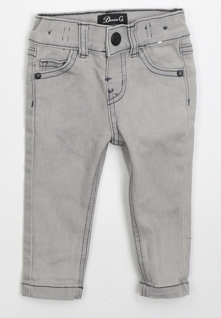 Denim Co Boys Grey  Cotton Capri Jeans Size 3-6 Months  Button