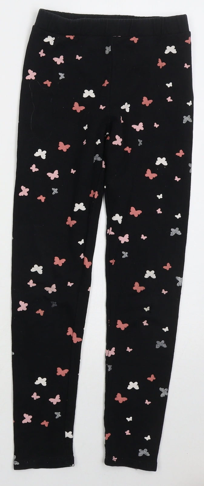 H&M Girls Black  Cotton Carrot Trousers Size 9-10 Years  Regular  - Butterflies