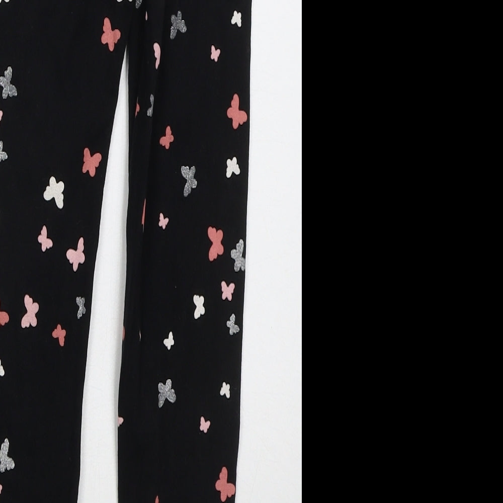 H&M Girls Black  Cotton Carrot Trousers Size 9-10 Years  Regular  - Butterflies