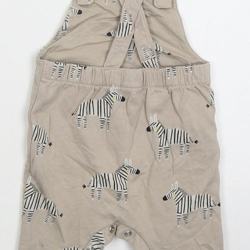 NEXT Boys Brown  Cotton Dungaree One-Piece Size 3-6 Months  Button - Zebra