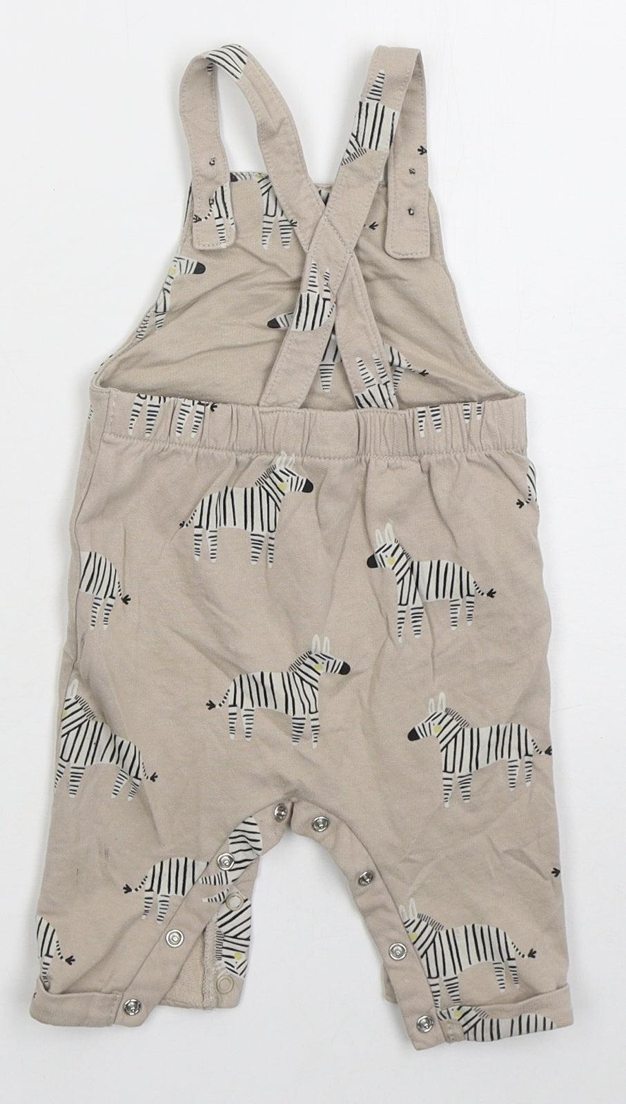NEXT Boys Brown  Cotton Dungaree One-Piece Size 3-6 Months  Button - Zebra