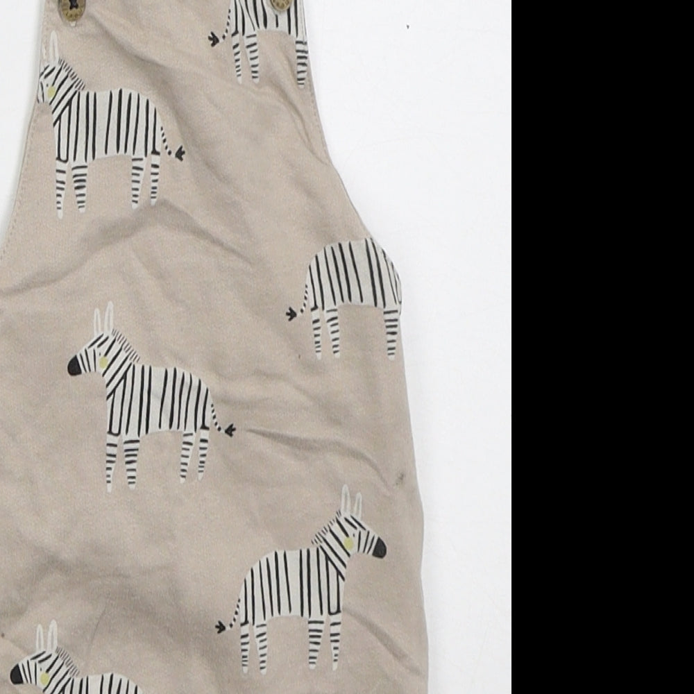 NEXT Boys Brown  Cotton Dungaree One-Piece Size 3-6 Months  Button - Zebra