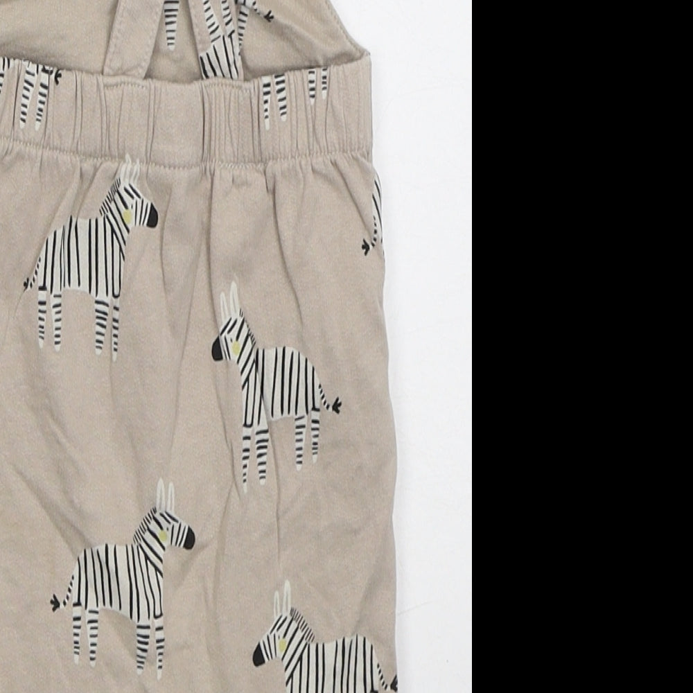 NEXT Boys Brown  Cotton Dungaree One-Piece Size 3-6 Months  Button - Zebra