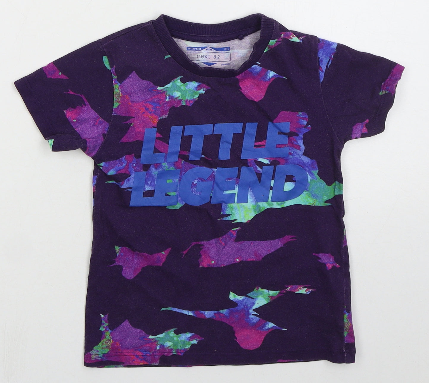 NEXT Boys Purple  Cotton Basic T-Shirt Size 3-4 Years Crew Neck Pullover - Little Legend