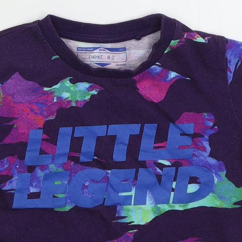 NEXT Boys Purple  Cotton Basic T-Shirt Size 3-4 Years Crew Neck Pullover - Little Legend