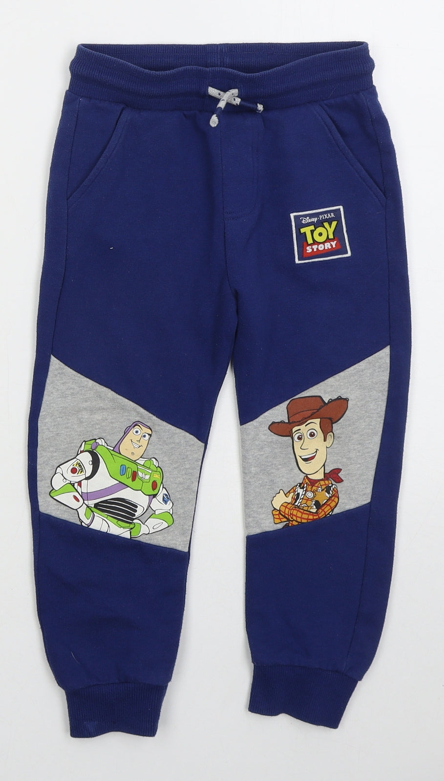 Tesco Boys Blue  Cotton Sweatpants Trousers Size 4-5 Years  Regular Drawstring - Toy Story
