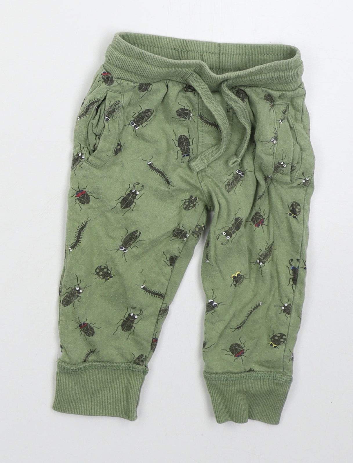Urban Rascals Boys Green  Cotton Sweatpants Trousers Size 9-12 Months  Drawstring - Insects
