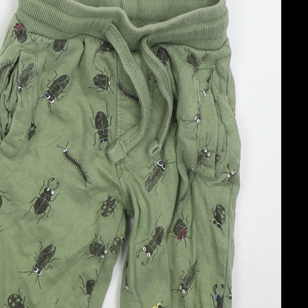 Urban Rascals Boys Green  Cotton Sweatpants Trousers Size 9-12 Months  Drawstring - Insects