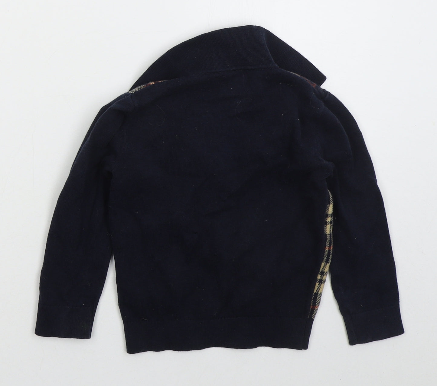 NEXT Boys Blue Collared Check Cotton Pullover Jumper Size 2-3 Years  Pullover