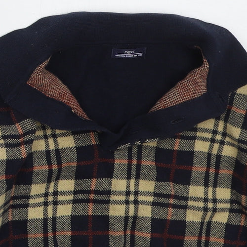 NEXT Boys Blue Collared Check Cotton Pullover Jumper Size 2-3 Years  Pullover