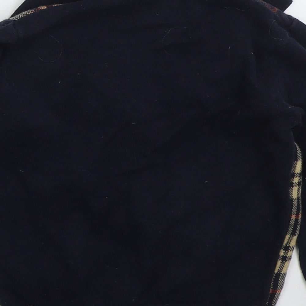 NEXT Boys Blue Collared Check Cotton Pullover Jumper Size 2-3 Years  Pullover