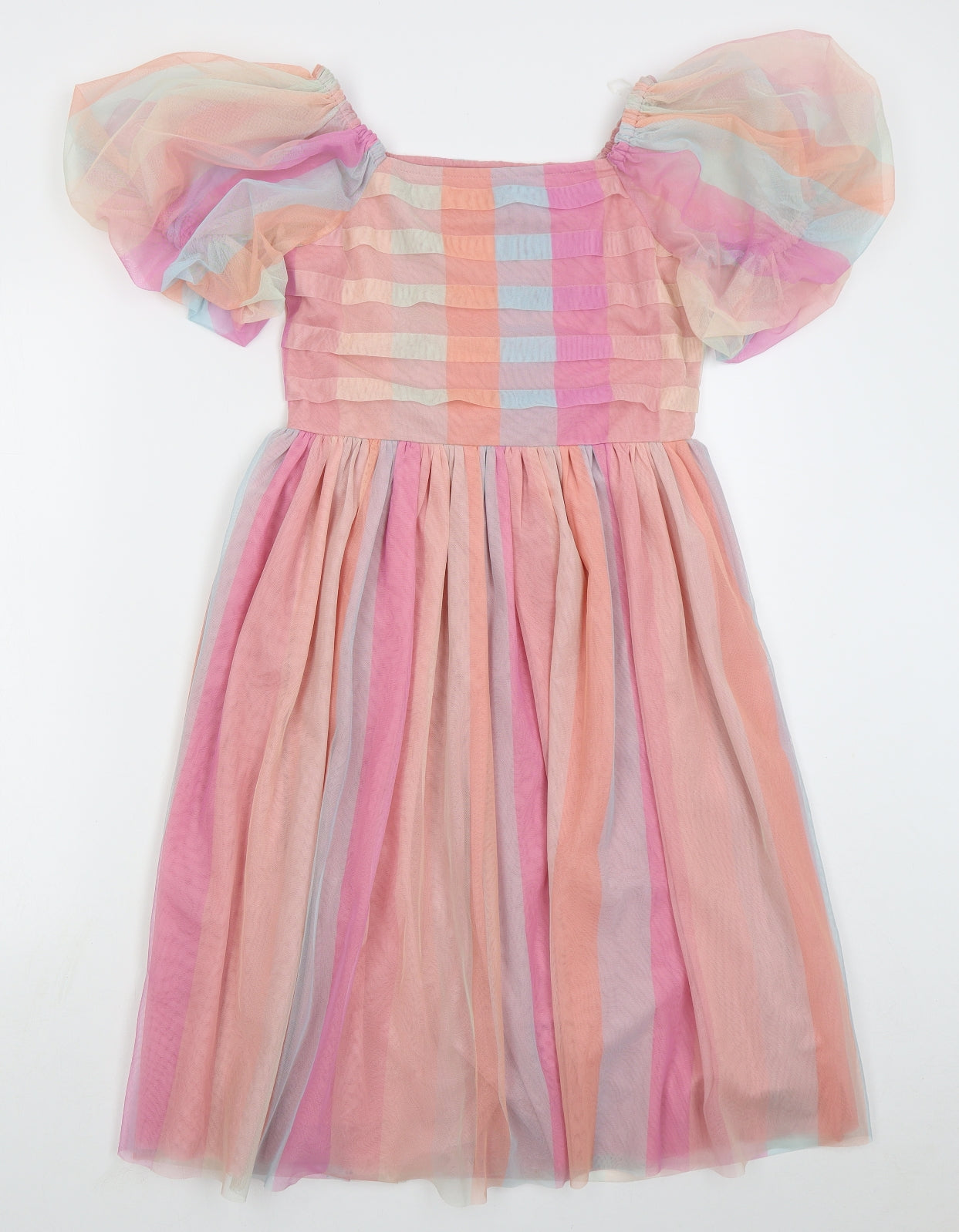 NEXT Girls Pink Striped Polyester A-Line  Size 12 Years  Square Neck Pullover