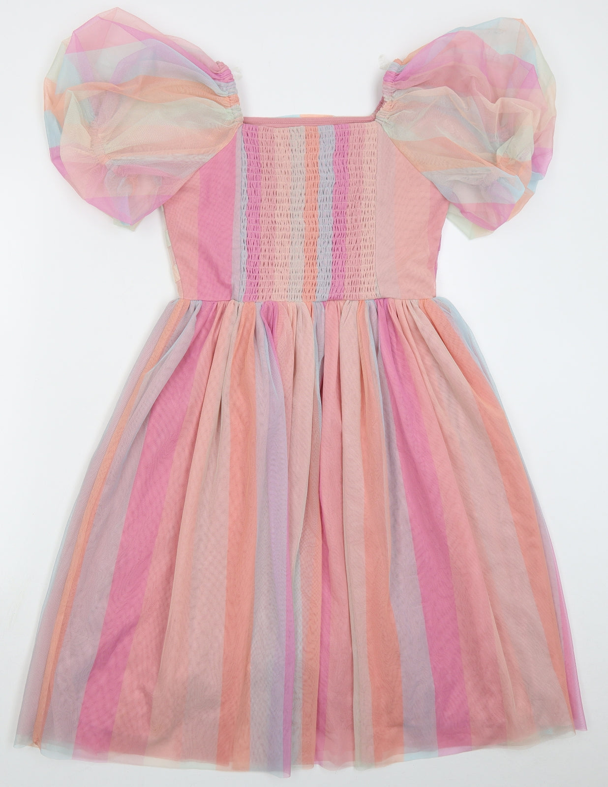 NEXT Girls Pink Striped Polyester A-Line  Size 12 Years  Square Neck Pullover