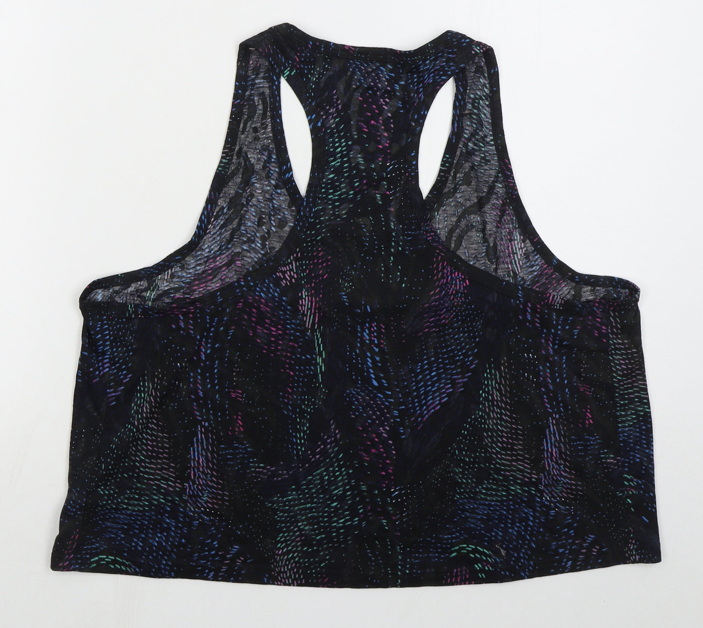 Marks and Spencer Womens Black Geometric Polyester Cropped Tank Size 20 Scoop Neck Pullover