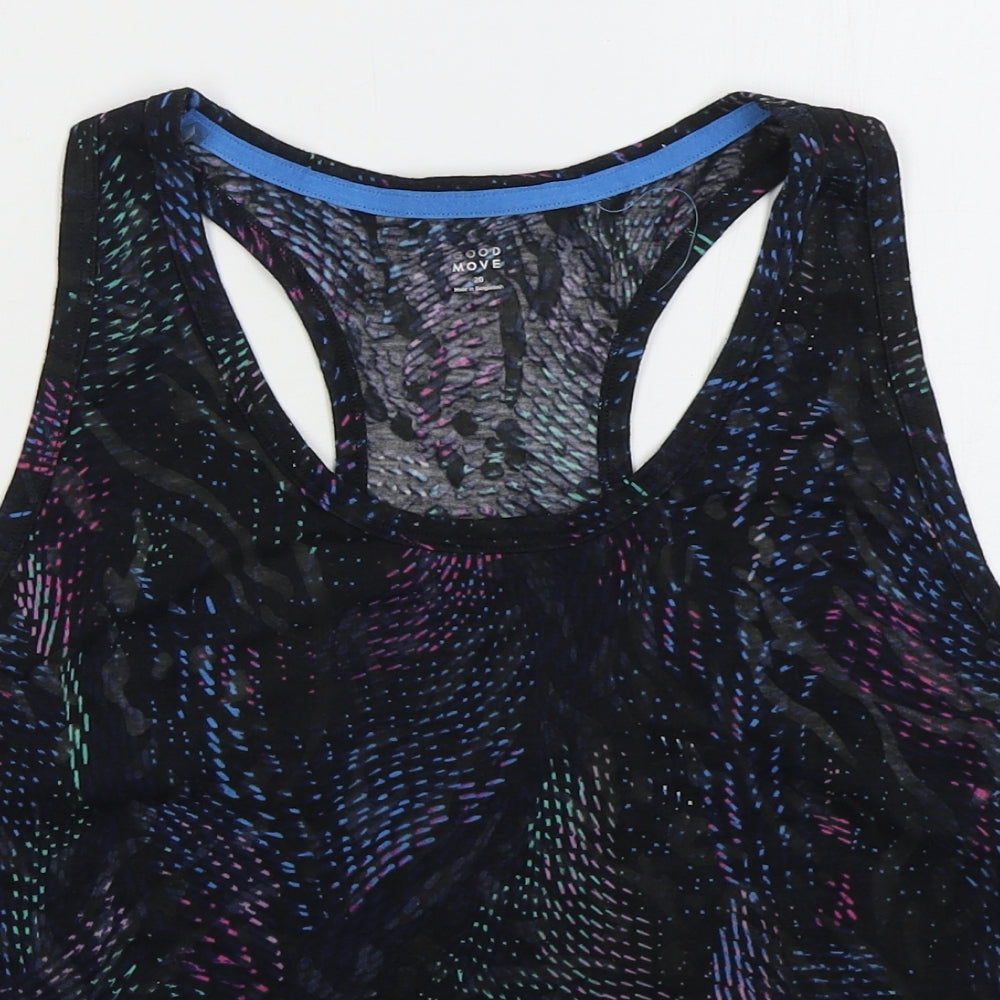 Marks and Spencer Womens Black Geometric Polyester Cropped Tank Size 20 Scoop Neck Pullover