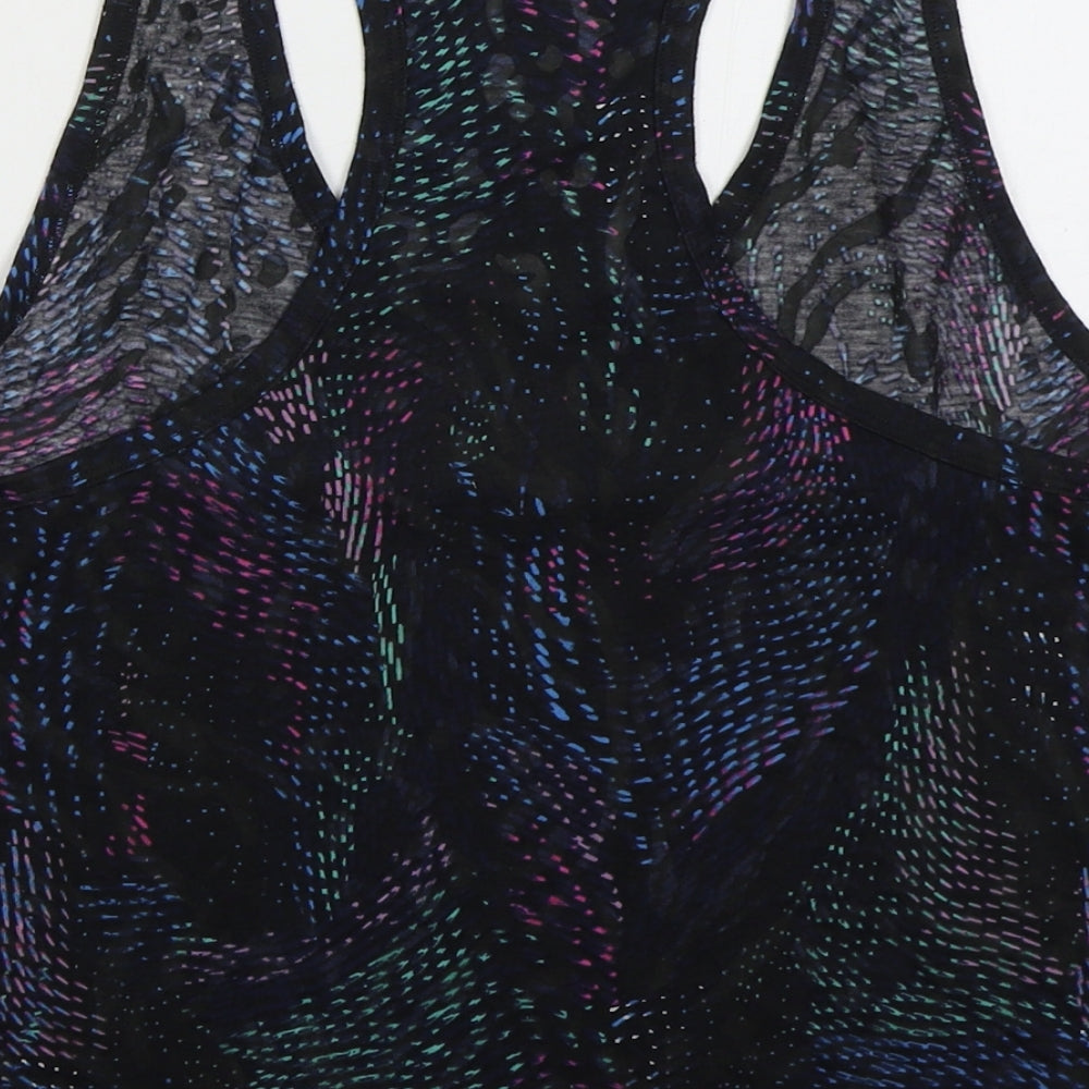 Marks and Spencer Womens Black Geometric Polyester Cropped Tank Size 20 Scoop Neck Pullover
