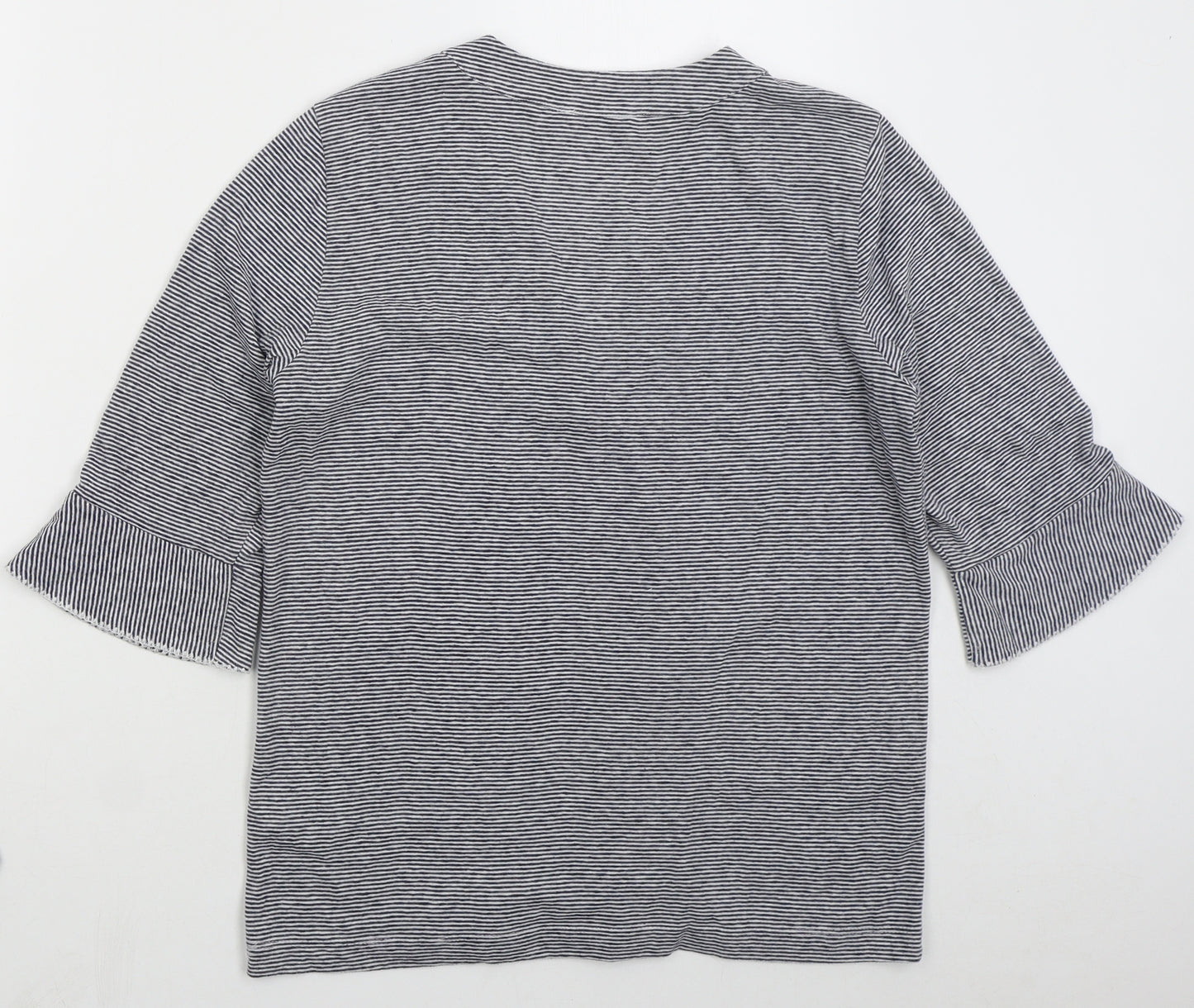 Sandwich Womens Blue Striped Polyester Basic T-Shirt Size XL V-Neck