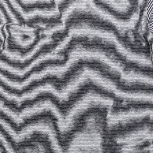 Sandwich Womens Blue Striped Polyester Basic T-Shirt Size XL V-Neck