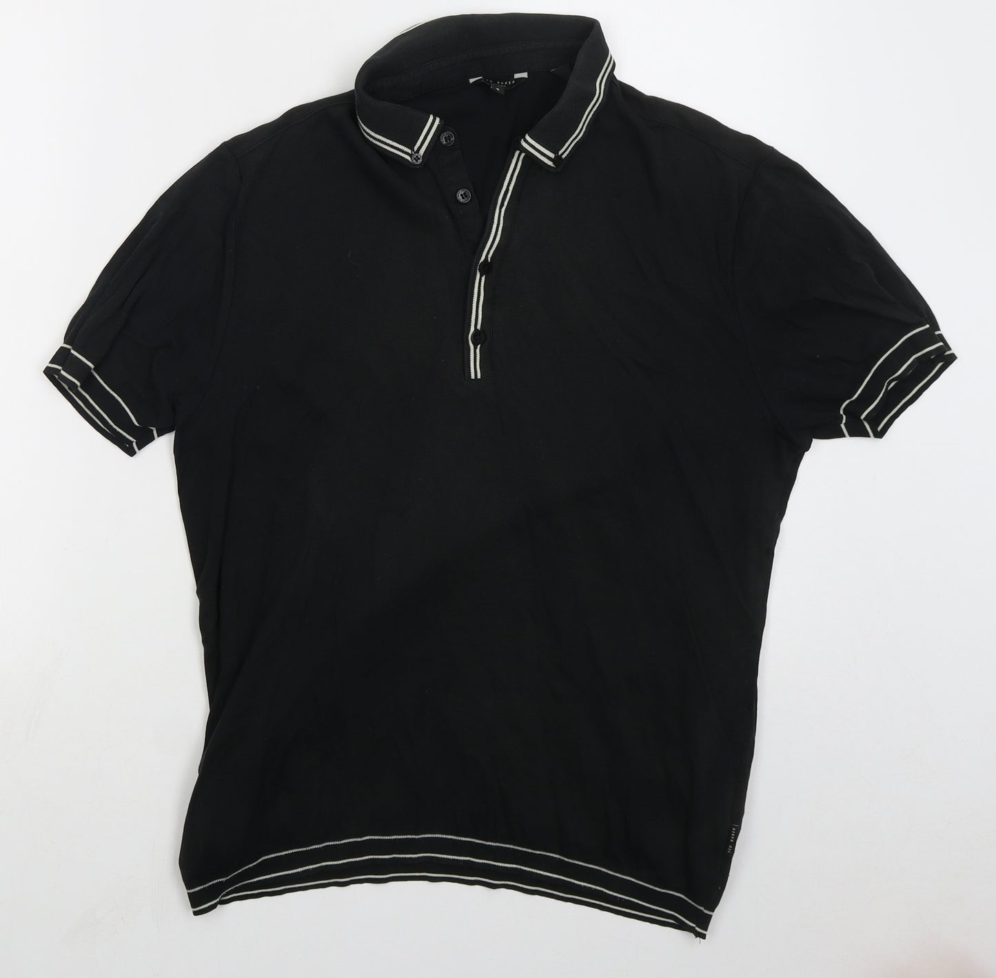 Ted Baker Mens Black  Cotton  Polo Size XL Collared Pullover