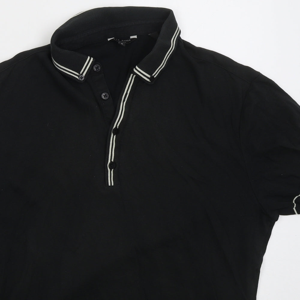 Ted Baker Mens Black  Cotton  Polo Size XL Collared Pullover