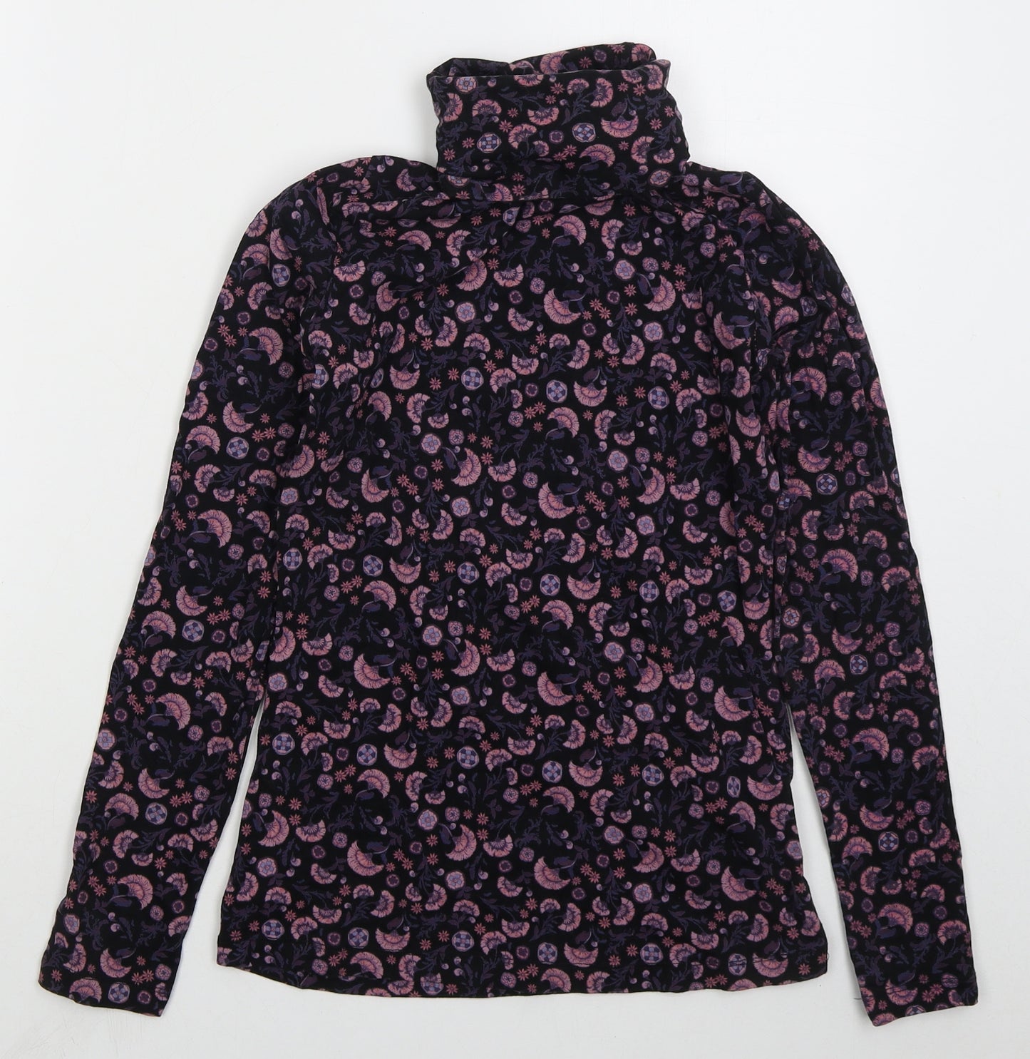 ESMARA Womens Pink Floral Cotton Basic T-Shirt Size S Roll Neck