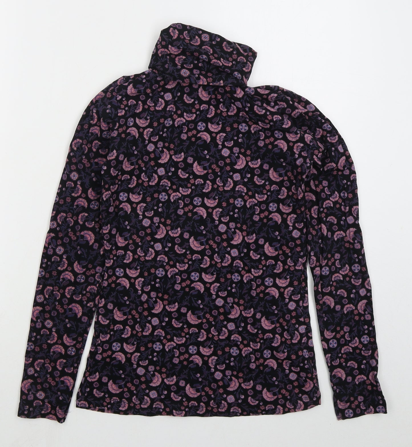 ESMARA Womens Pink Floral Cotton Basic T-Shirt Size S Roll Neck