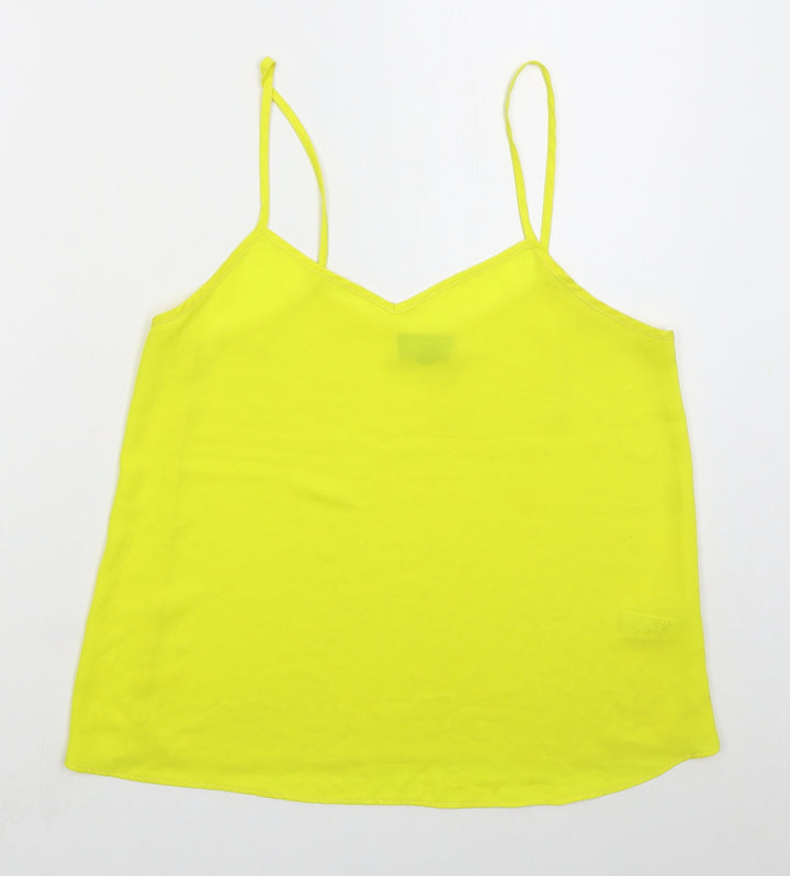 Topshop Womens Yellow Polyester Basic Tank Size 8 V-Neck