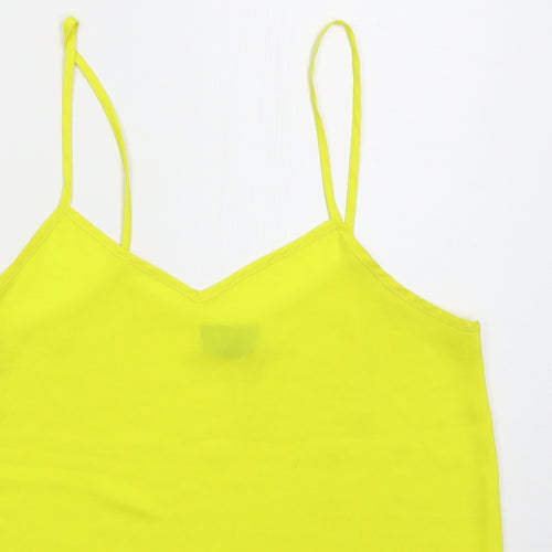 Topshop Womens Yellow  Polyester Basic Tank Size 8 V-Neck